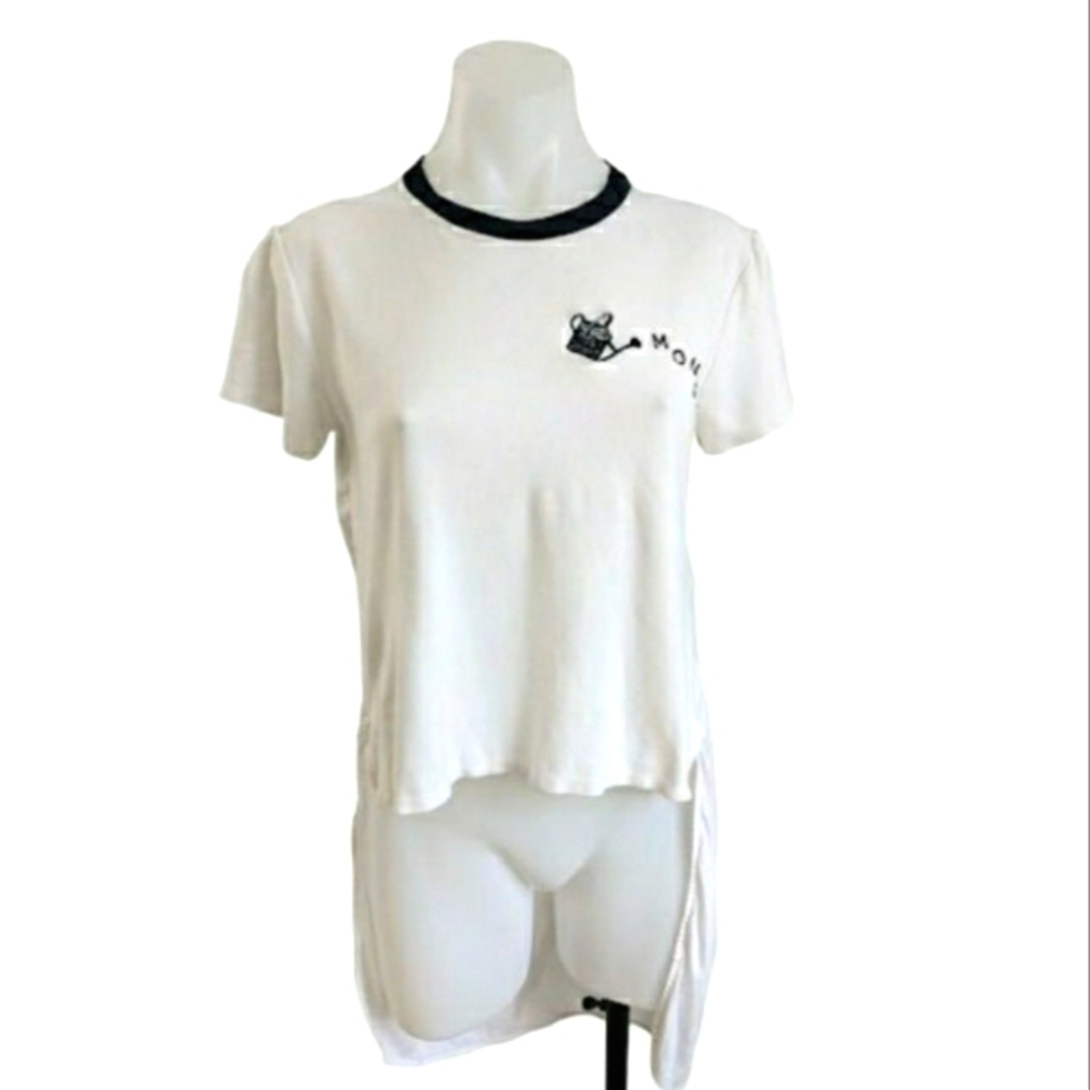 🌱 MONSE High-Low Crew Neck T-Shirt White Sz XS